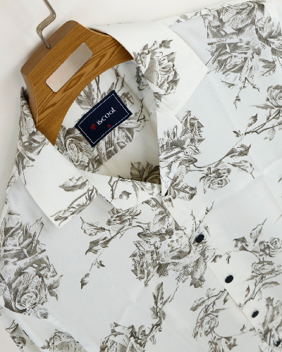 Zafran Print Cuban Collar Shirt